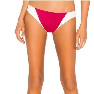 New Tori Praver Maelyn High Leg Cheeky Bottom Cranberry White sz Small